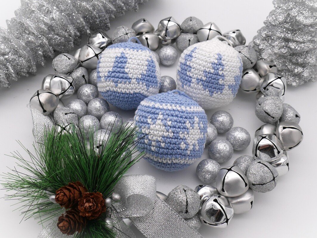 Häkelanleitung für Weihnachtskugeln - 3er Set zum Selbermachen - Bild 2