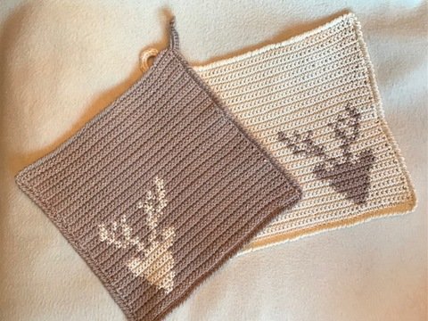 Häkelanleitung Topflappen Elch