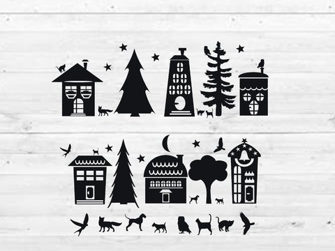 Plotterdatei Häuser I SVG zum selber plotten