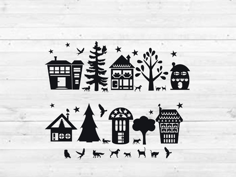 Plotterdatei Häuser II SVG zum selber plotten