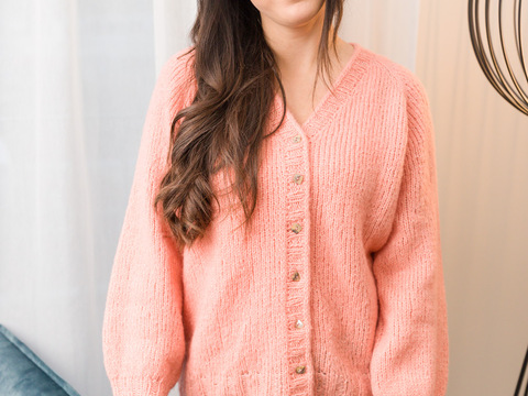 Amaya - Von oben nach unten gestrickter Cardigan in Melone