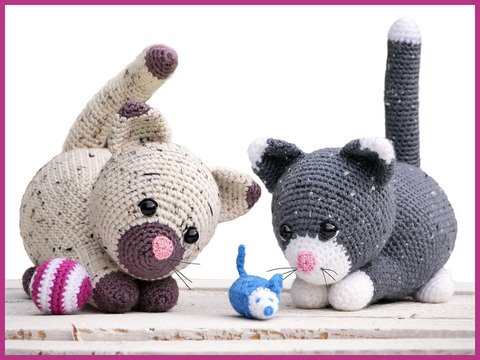 Spielende Kätzchen Lilly und Karli - Häkelanleitung - Amigurumi