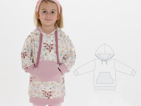 ARWEN – Kids Tunic Hoodie Sewing Pattern PDF (Sizes 12M–11Y)