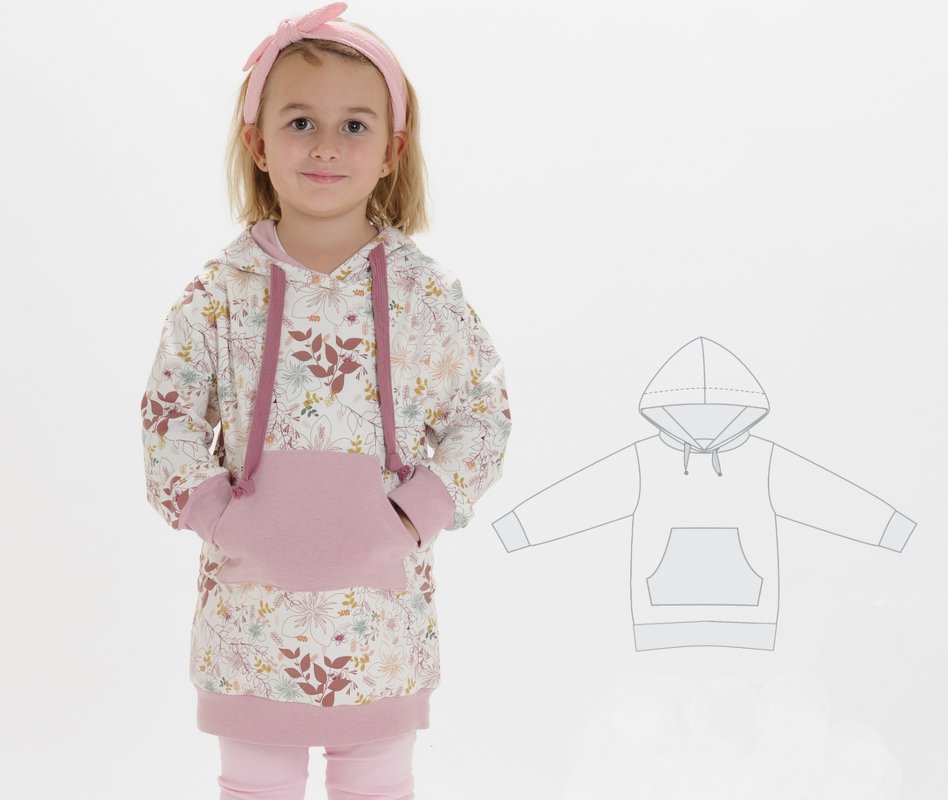 ARWEN – Kids Tunic Hoodie Sewing Pattern PDF (Sizes 12M–11Y)