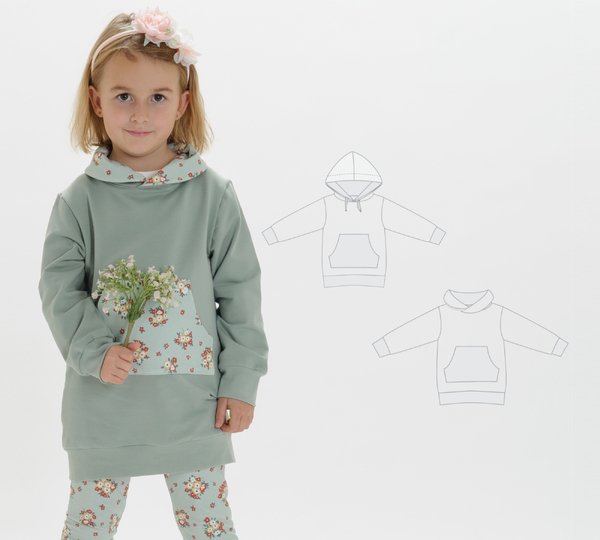 ARWEN – Kids Tunic Hoodie Sewing Pattern PDF (Sizes 12M–11Y)