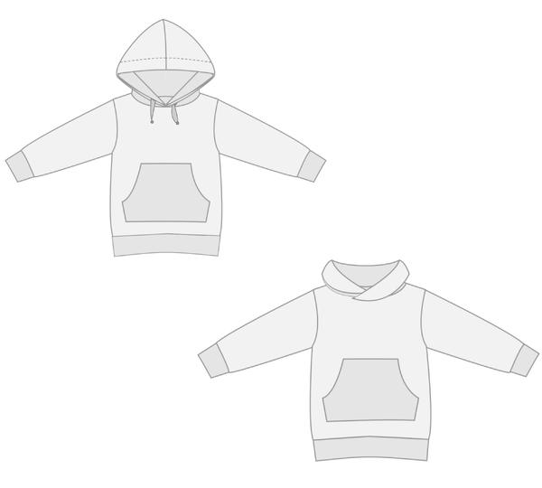 Tunika-Hoodie Schnittmuster ARWEN – 2 Varianten 80/86–140/146
