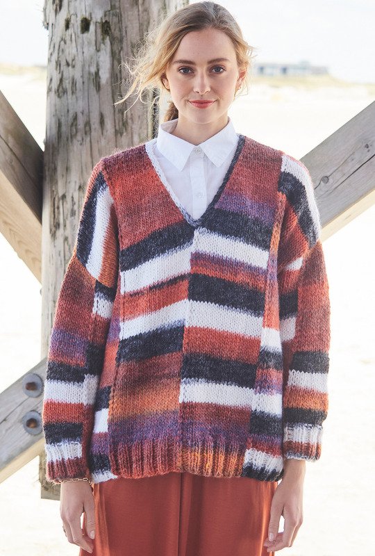 Oversize-Pulli im Natur-Orange-Grau-Lila-Farbverlauf - Bild 2