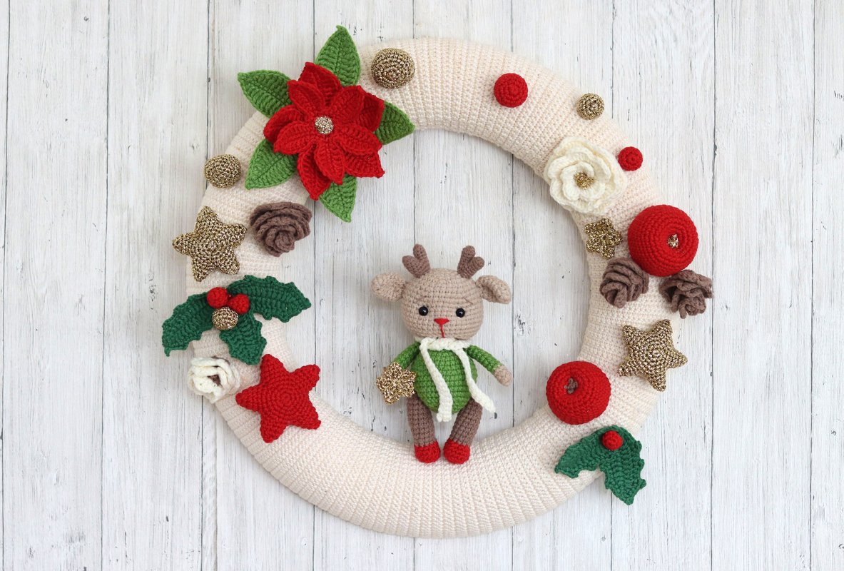 Häkelanleitung 2 in 1 Türkranz Rentier oder Mädchen, Weihnachtsdeko - Bild 5