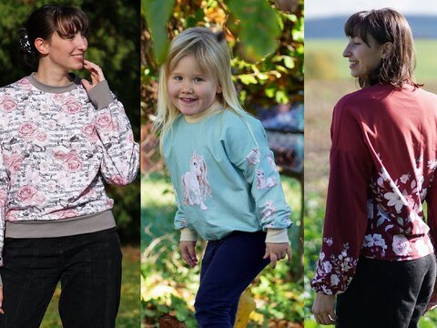 Kombi Shirt Lene nähen - Baby Gr.56/62  bis XXL (50/52) Set Sparset