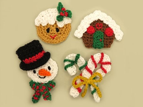 Christmas set 3 crochet pattern applique