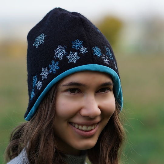 Stickdatei - Schneeflocken Bordüre für Mütze Toni