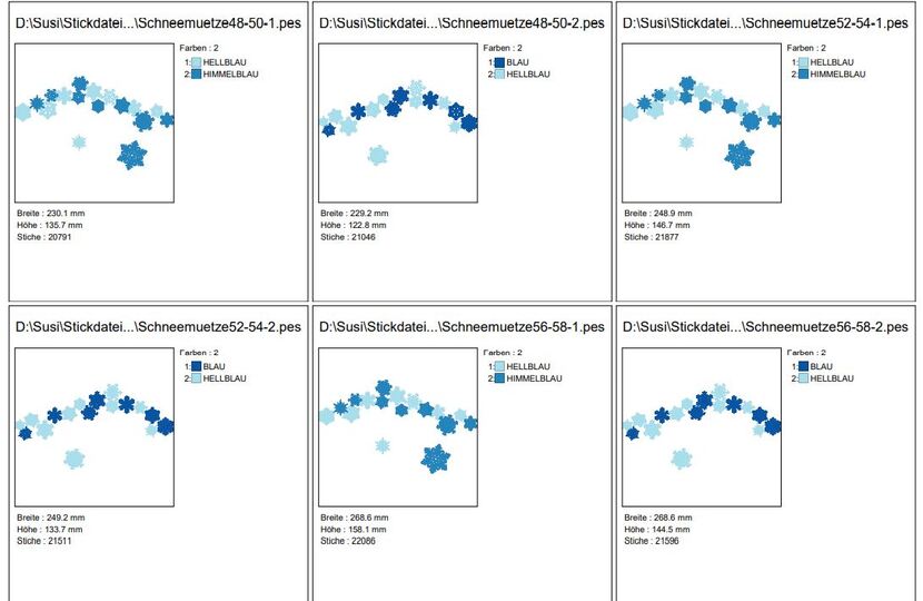 Stickdatei - Schneeflocken Bordüre für Mütze Toni