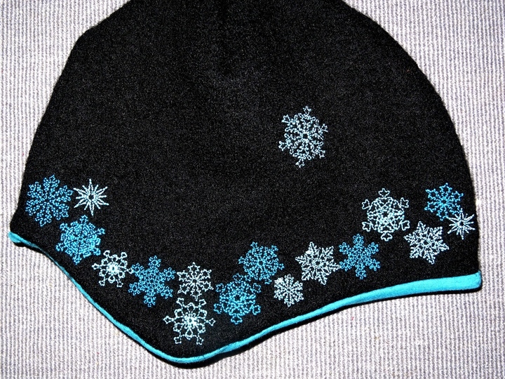 Stickdatei - Schneeflocken Bordüre für Mütze Toni