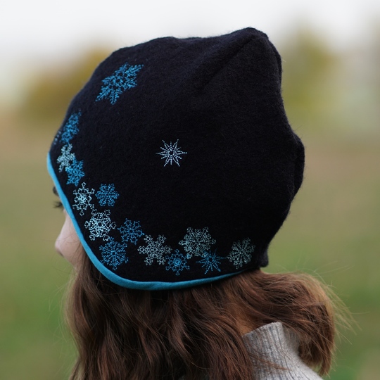 Stickdatei - Schneeflocken Bordüre für Mütze Toni