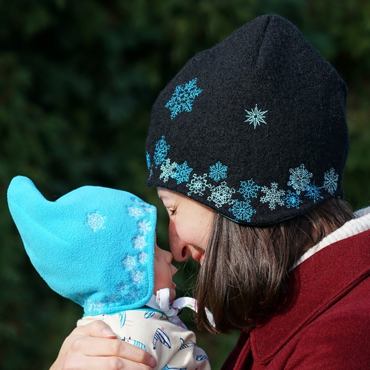 Stickdatei - Schneeflocken Bordüre für Mütze Toni