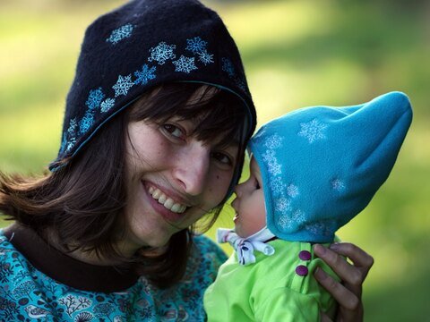 Set E-Book + Stickdatei - Zipfelmütze Toni nähen + Schneeflocken Bordüre