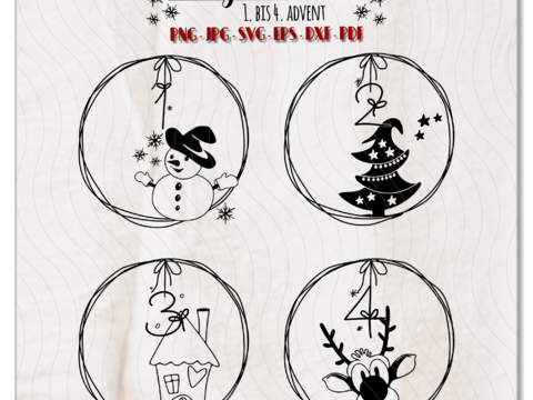 Adventskranz basteln Zahlen Advent svg Plotterdatei  Weihnachtskranz