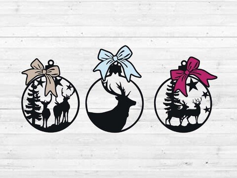 Plotterdatei Weihnachtskugel Reh. Hirsch SVG zum selber plotten