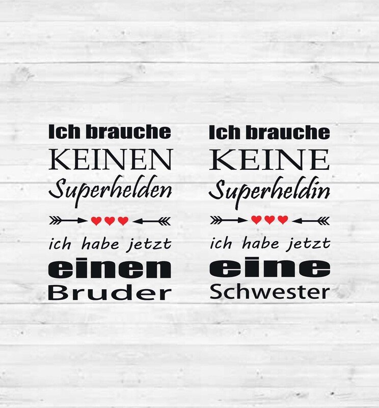 Plotterdatei Schwester, Bruder, Superheld SVG zum selber plotten