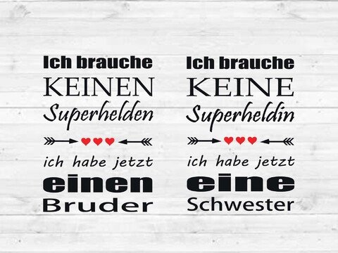 Plotterdatei Schwester, Bruder, Superheld SVG zum selber plotten
