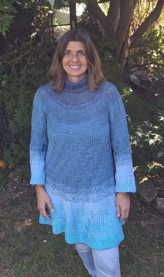 Rollkragenpullover/Kleid Stairways, Häkelanleitung