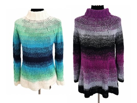 Rollkragenpullover/Kleid Stairways, Häkelanleitung
