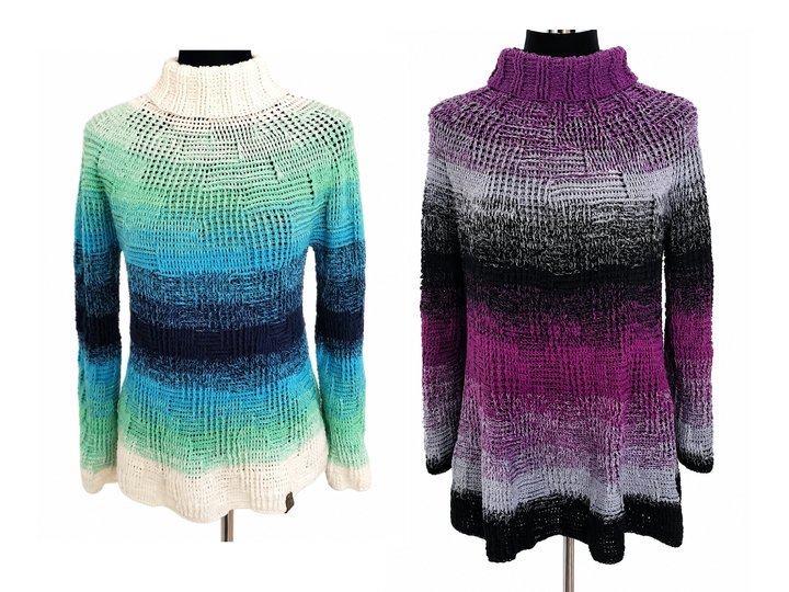 Rollkragenpullover/Kleid Stairways, Häkelanleitung