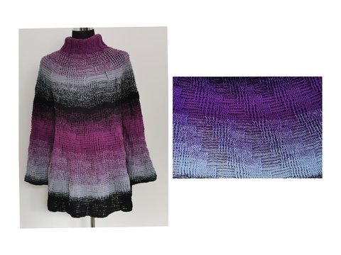 Rollkragenpullover Stairways, Häkelanleitung