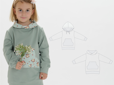 ewing pattern tunic hoodie ARWEN photo tutorial 1y/2y 2y/3y 4y/5y 6y/7y 8y/