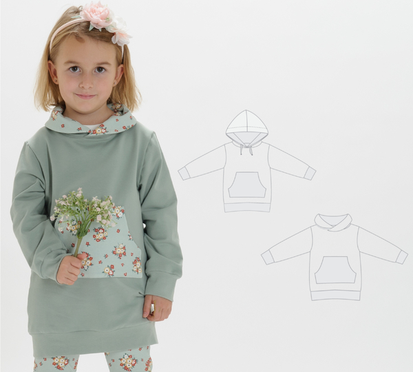 ewing pattern tunic hoodie ARWEN photo tutorial 1y/2y 2y/3y 4y/5y 6y/7y 8y/