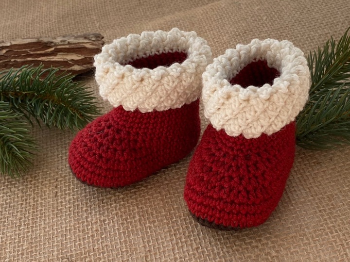 Babyschuhe „Santa“ (0-6 Monate) - Häkelanleitung