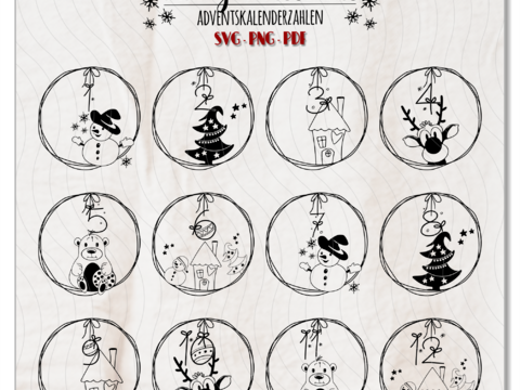 Ziffern Zahlen für Adventskalender Weihnachtskalender Plotten