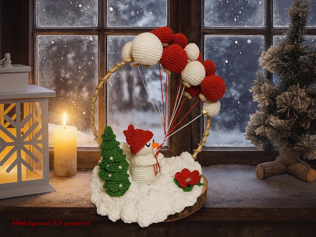 Häkelanleitung Adventsdeko Schneemann