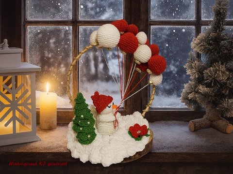 Häkelanleitung Adventsdeko Schneemann