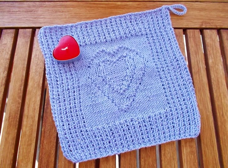 Gästehandtuch + Waschlappen mit Herzmotiv - Sparset Strickanleitung