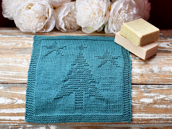 Knitting pattern washcloth / dishcloth "Christmas Tree" - easy