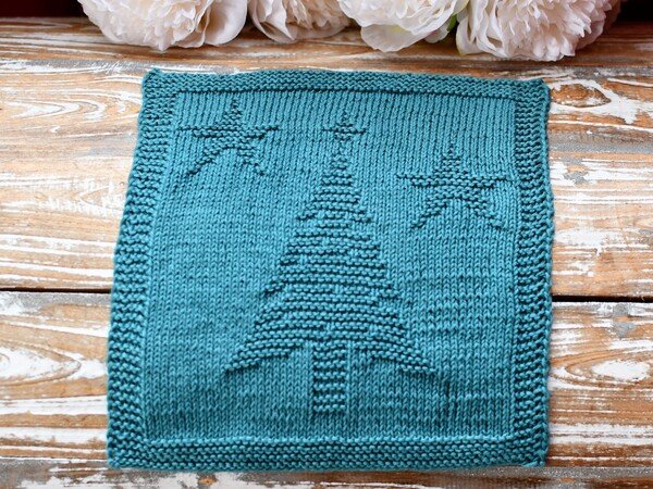 Knitting pattern washcloth / dishcloth "Christmas Tree" - easy