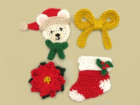 Christmas set 4 crochet pattern applique
