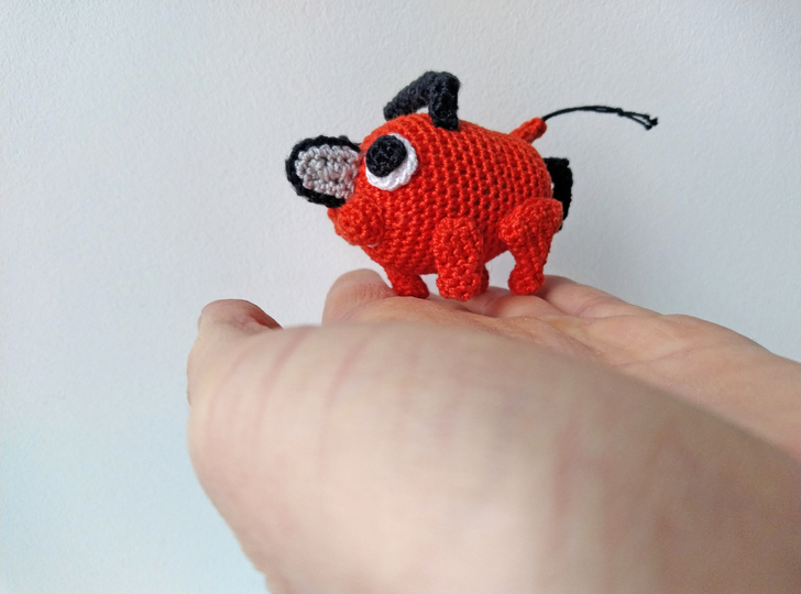 Crochet Devil the chainsaw, amigurumi tiny doll, pocket friend