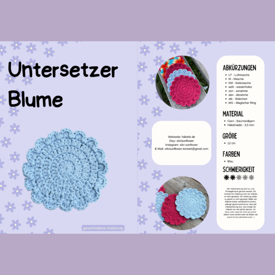 Häkelanleitung Untersetzer Blume