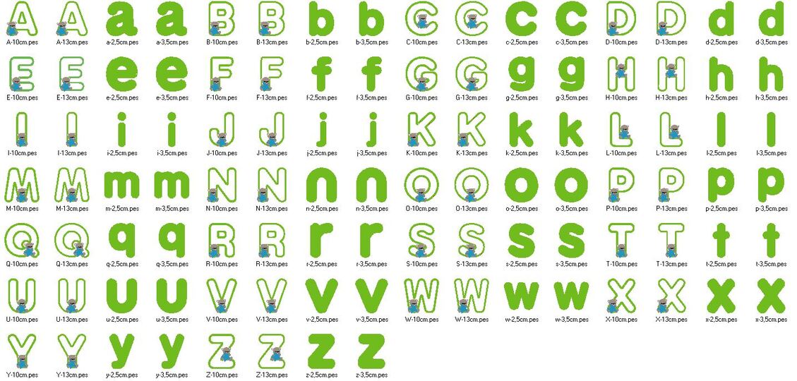 Stickdatei - Teddy Buchstaben Alphabet 10cm 13cm inkl. kleine Buchstaben