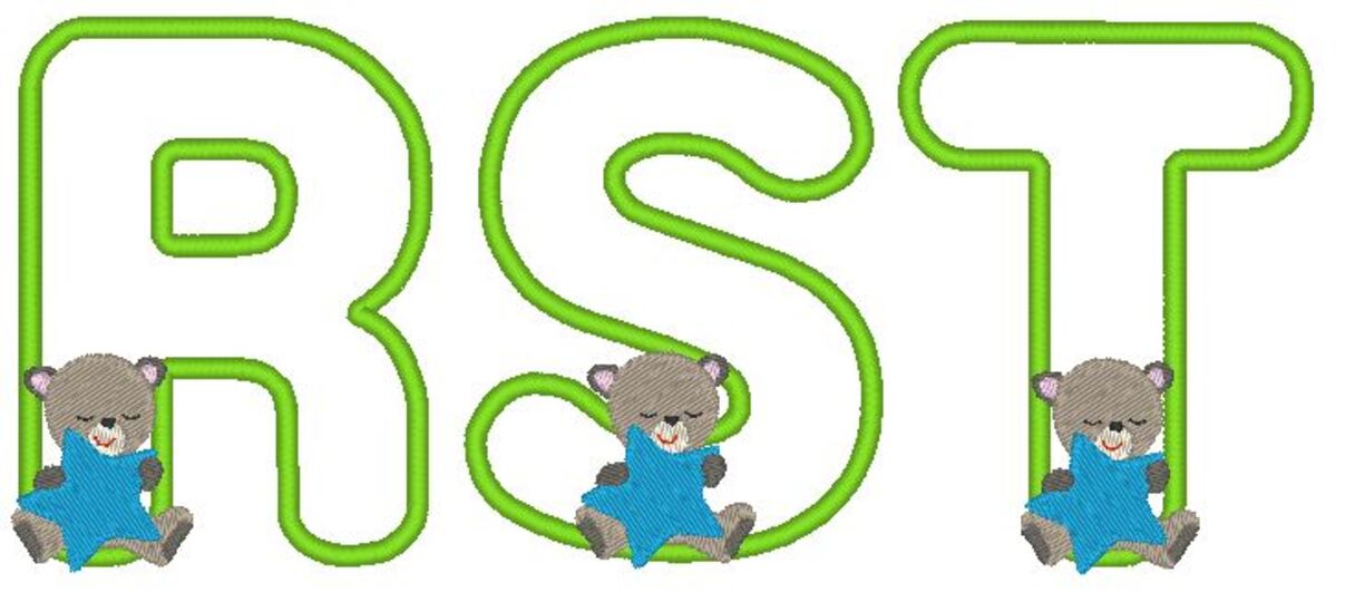 Stickdatei - Teddy Buchstaben Alphabet 10cm 13cm inkl. kleine Buchstaben