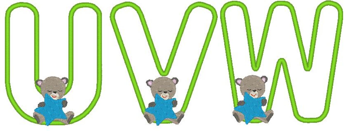Stickdatei - Teddy Buchstaben Alphabet 10cm 13cm inkl. kleine Buchstaben