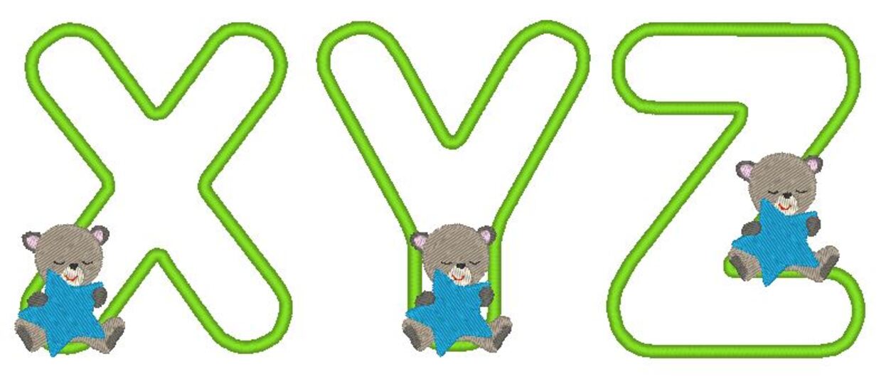 Stickdatei - Teddy Buchstaben Alphabet 10cm 13cm inkl. kleine Buchstaben