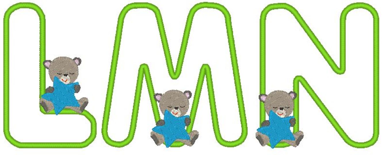 Stickdatei - Teddy Buchstaben Alphabet 10cm 13cm inkl. kleine Buchstaben