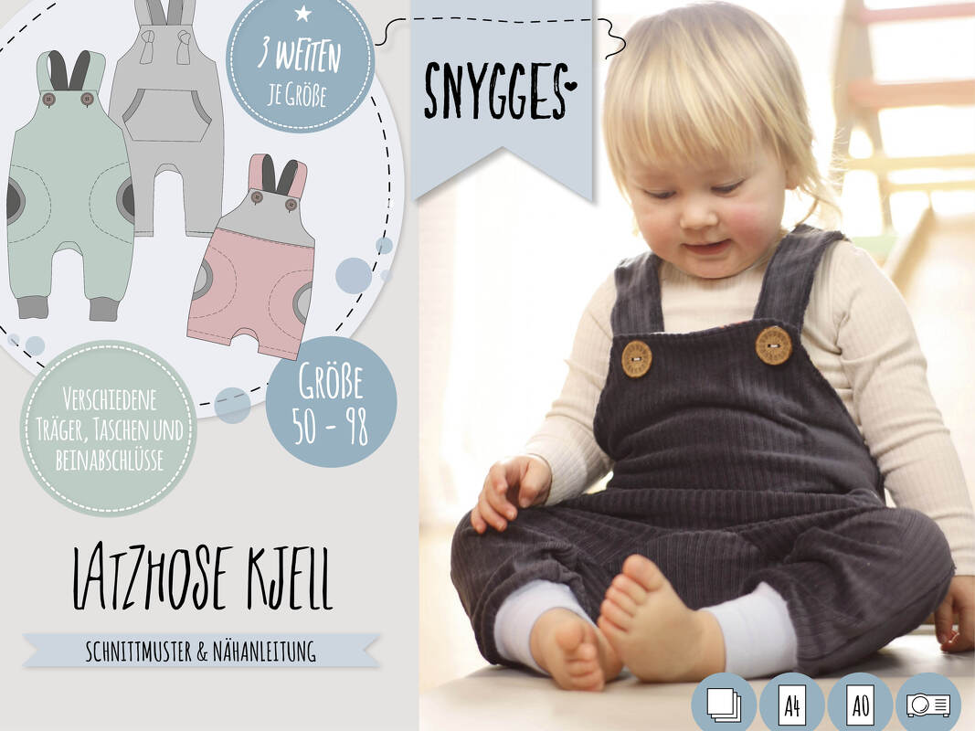 Latzhose "KJELL" (50-98 je 3 Weiten) - Schnittmuster und Anleitung
