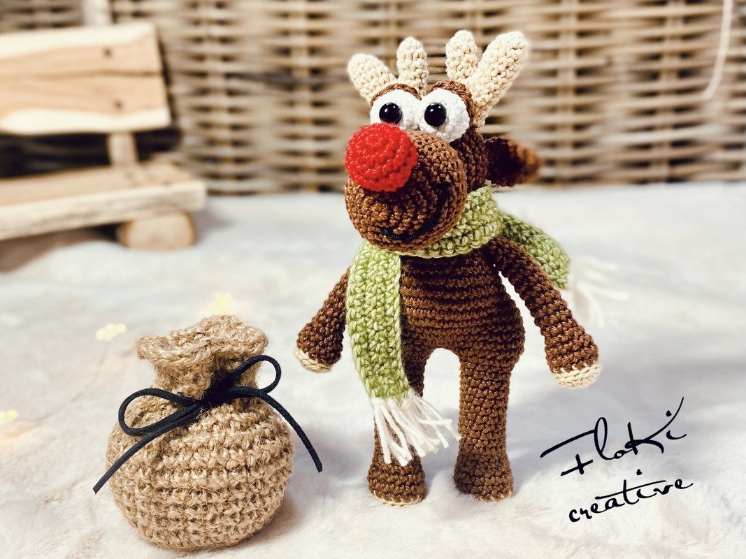 Häkelanleitung Elch Hörb mit Schal und Sack, Amigurumi