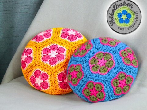 Häkelanleitung für ein kleines Kissen mit African Flowers Größe XS