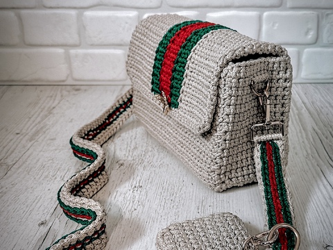 Crochet pattern bag with stripes PDF digital and video tutorial
