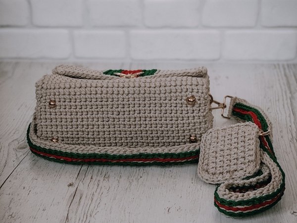 Crochet pattern bag with stripes PDF digital and video tutorial